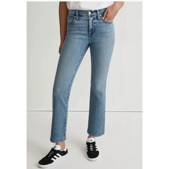Madewell Mid-Rise Kick Out Stretch Womens Jeans Blue Size 32 Petite - Picture 1 of 11
